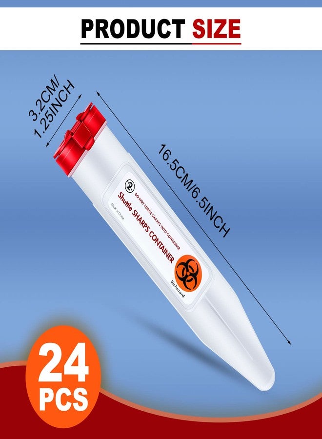 Fabbay 24 Pcs Travel Sharps Container Disposal Transportable Sharps with Locking Mechanism Needle Disposal Containers Small Single Use Transportable Container, 6.5 x 1.38 Inches - Image 2